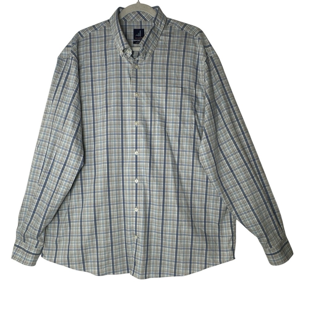 Johnnie-O Prep-formance Button Down Shirt Men's 2XL Plaid Long Sleeve Pocket
